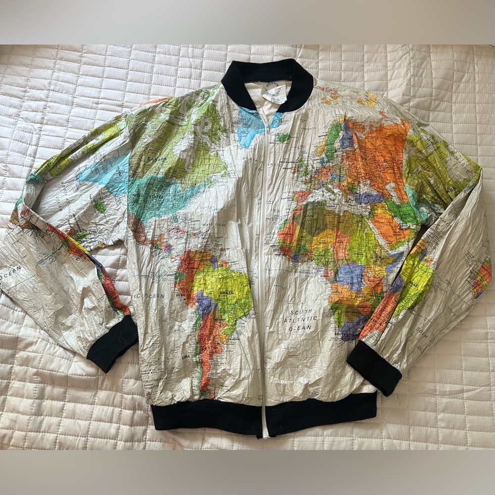 Colorful World Map Bomber Jacket